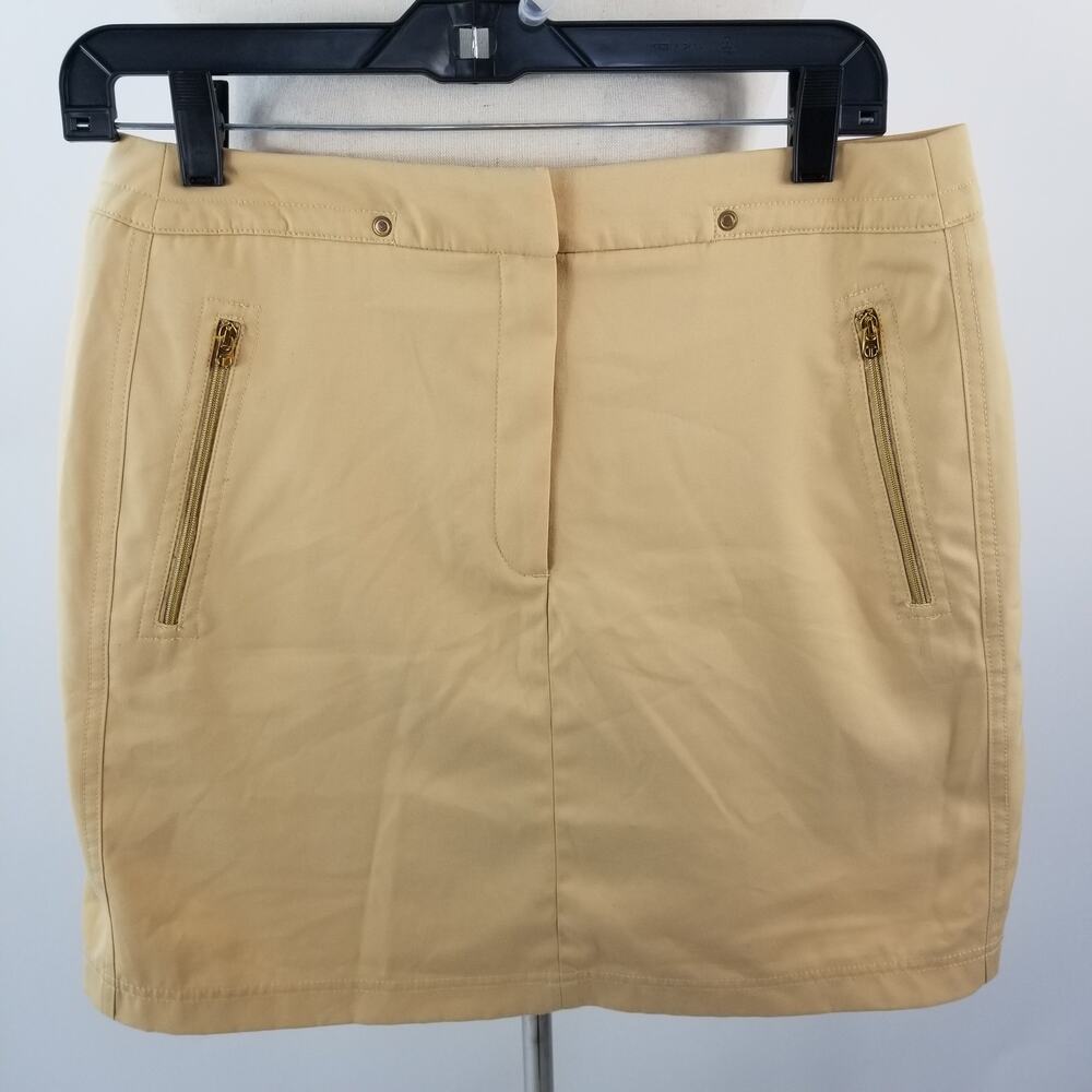 Tail Tech Tan Gold Trim Zip Pockets Activewear Shorts Skort Golf Tennis Size 6